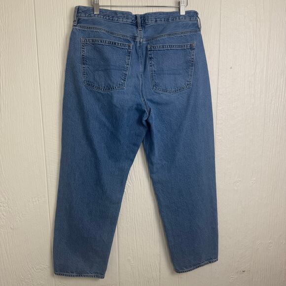 American Eagle 90st Straight Leg Jeans Size 14 Short High Rise Medium Wash Prep - Picture 4 of 8